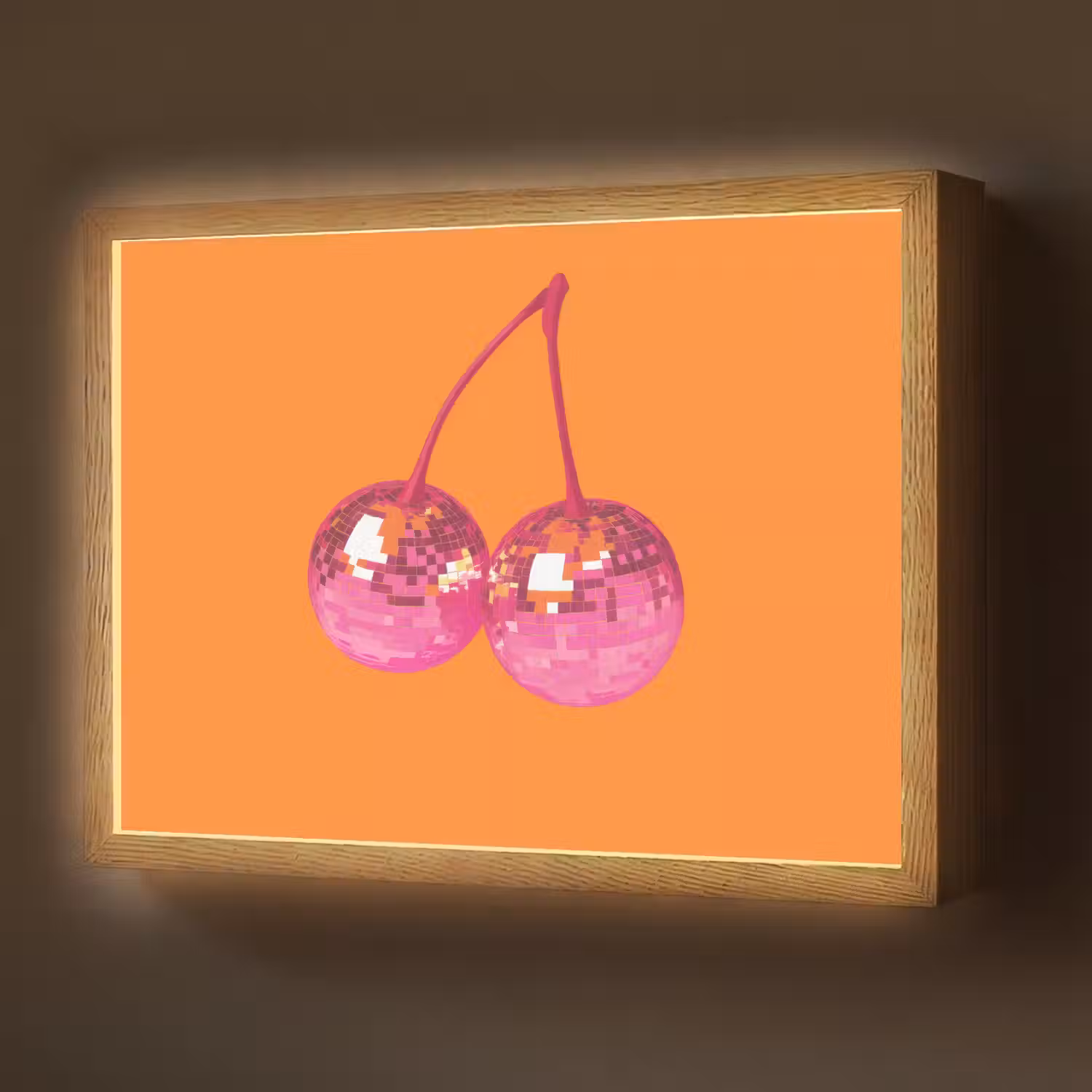 Discoballen - Kers - Spiegels - Roze Light Box met batterij (Wandlamp) middel -z3d_website