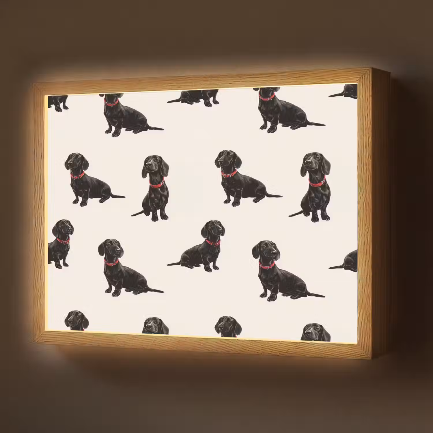 Hond - Patroon - Zwart Light Box met batterij (Wandlamp) middel 907 -z3d_website