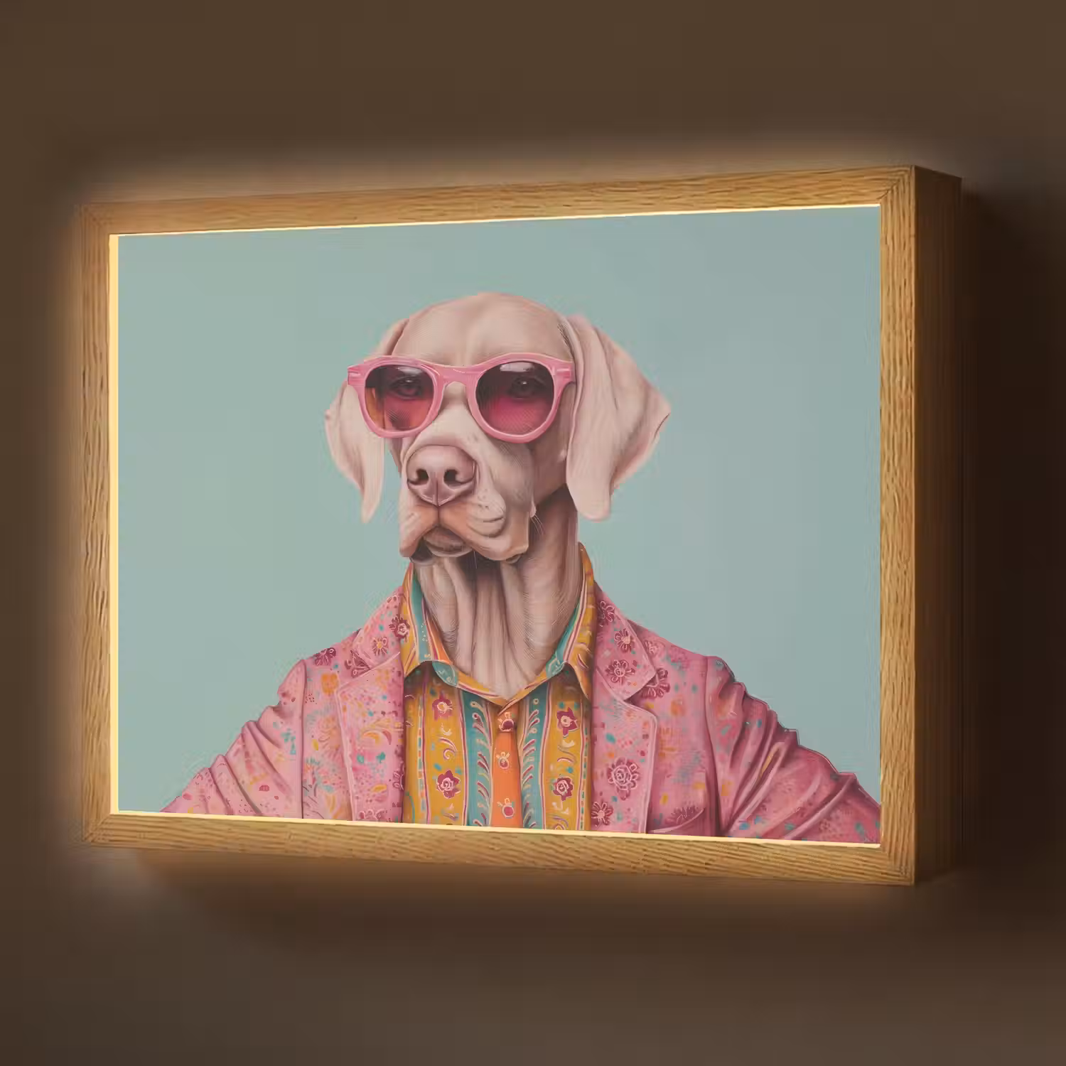 Hond - Overhemd - Bloemen - Bril Light Box met batterij (Wandlamp) middel -z3d_website
