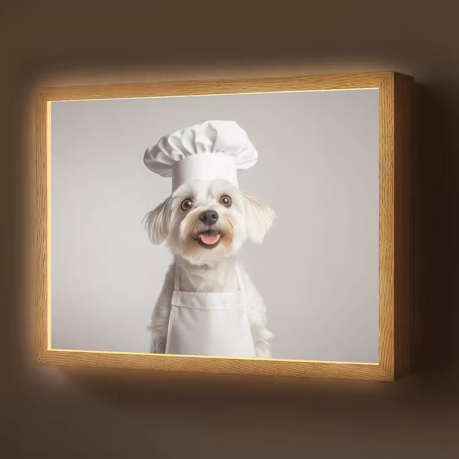 Hond - Wit - Kok Light Box met batterij (Wandlamp) middel -z3d_website
