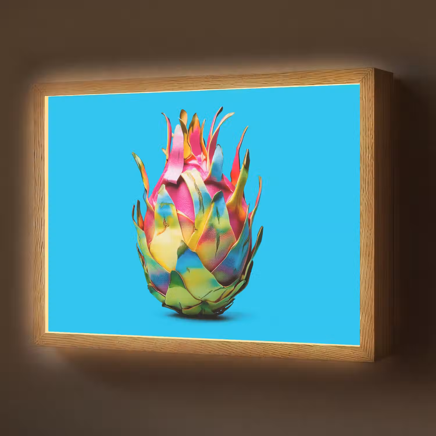 Drakenfruit - Blauw - Levendig Light Box met batterij (Wandlamp) middel -z3d_website