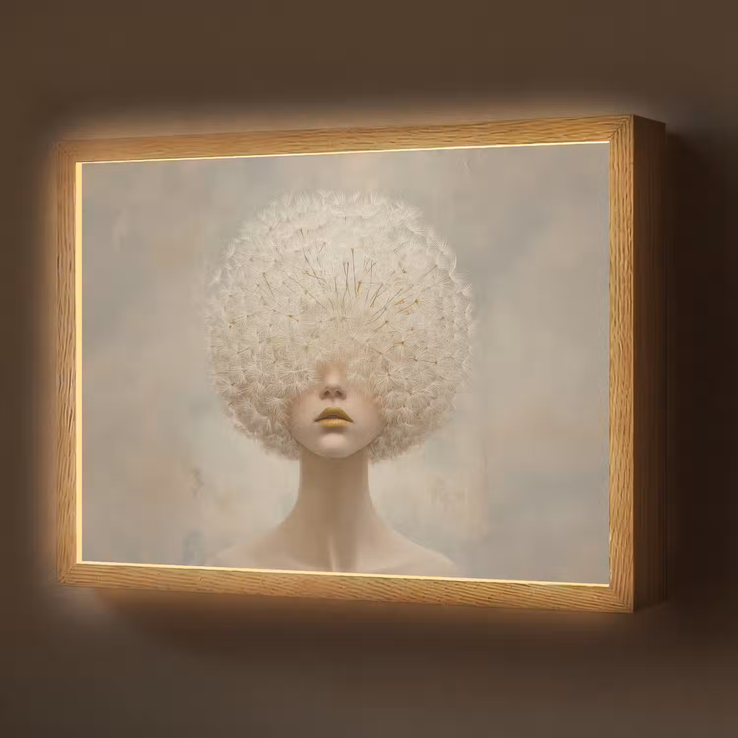 Dromerig - Beige - Paardenbloemzaadjes Light Box met batterij (Wandlamp) middel -z3d_website