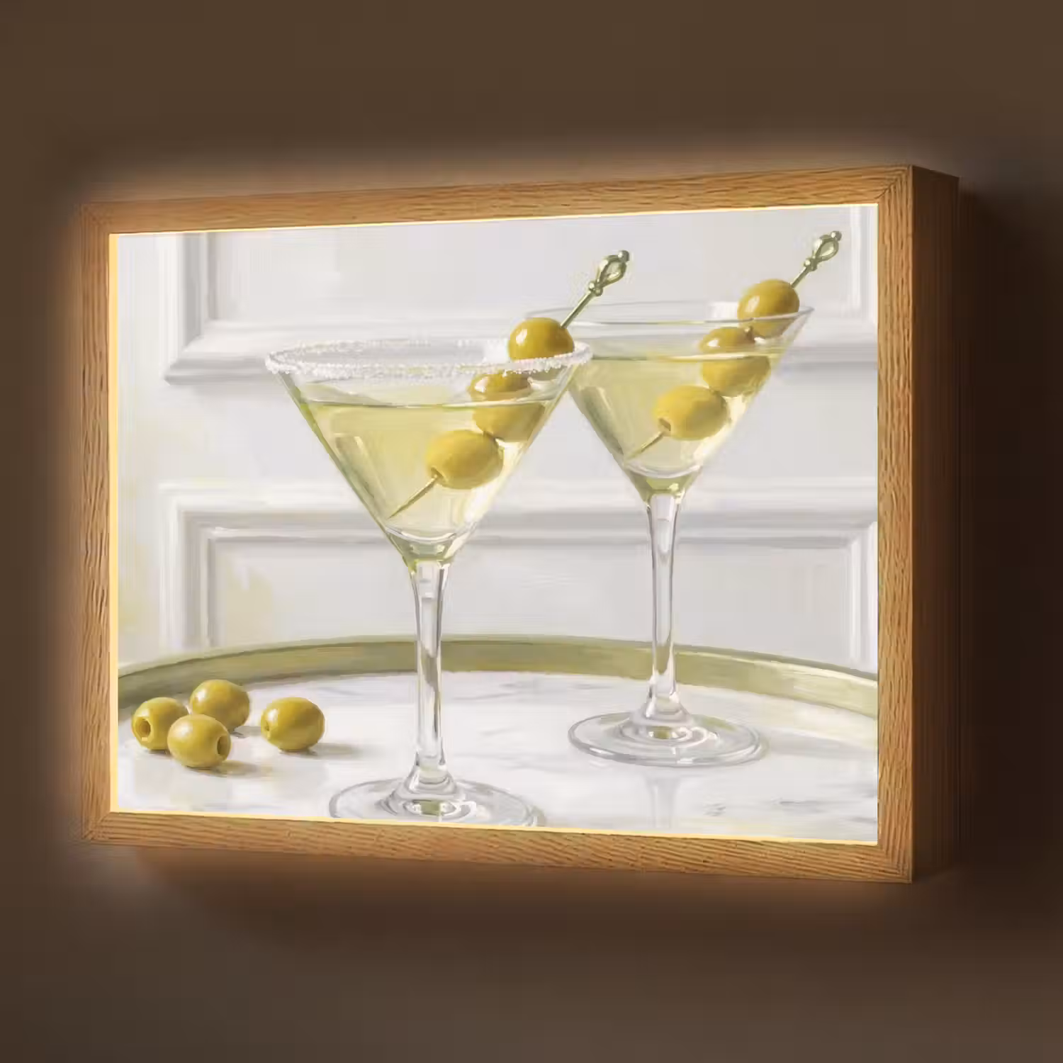 Drank - Martini - Olijven - Modern - Wit Light Box met batterij (Wandlamp) middel -z3d_website