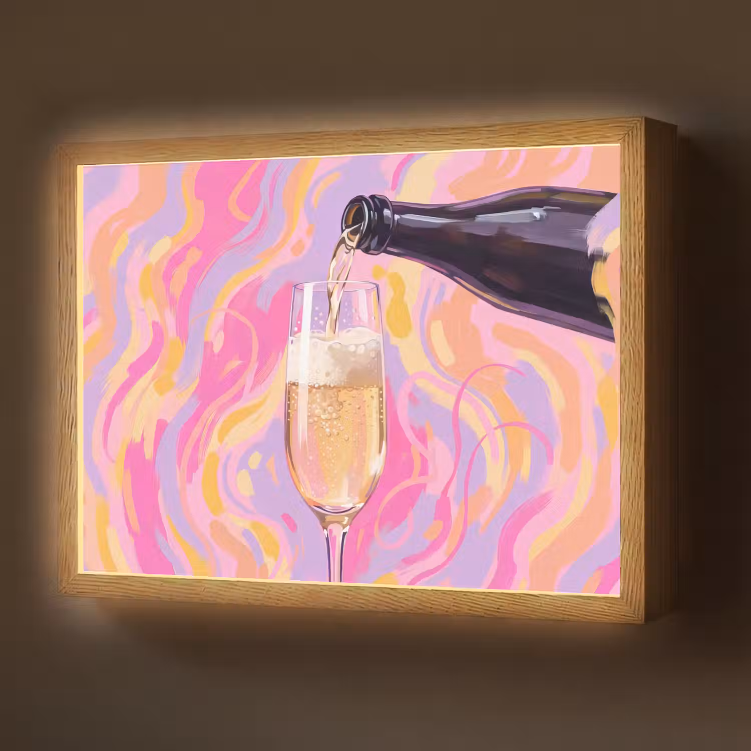 Drank - Inschenken - Feest - Abstract - Roze Light Box met batterij (Wandlamp) middel -z3d_website