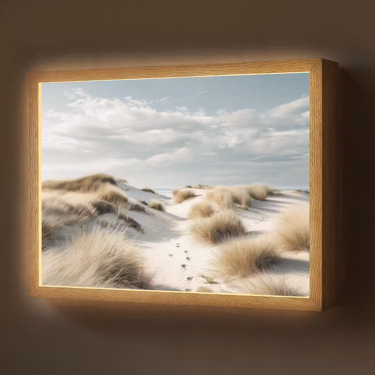 Duinen - Gras - Sporen - Wolken Light Box met batterij (Wandlamp) middel -z3d_website