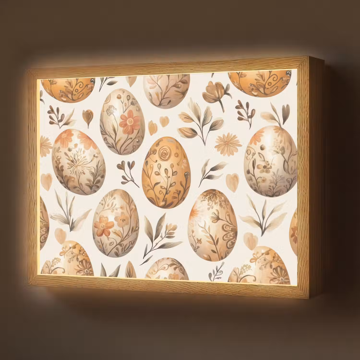 Paaseieren - Bruin - Bloemen Light Box met batterij (Wandlamp) middel -z3d_website