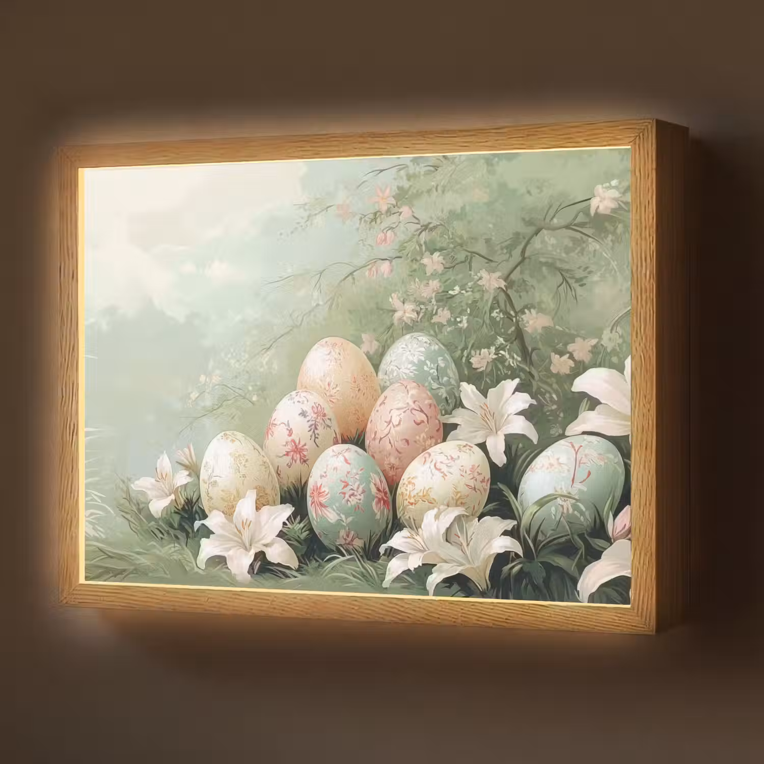 Paaseieren - Pasteltinten - Bloemen Light Box met batterij (Wandlamp) middel -z3d_website
