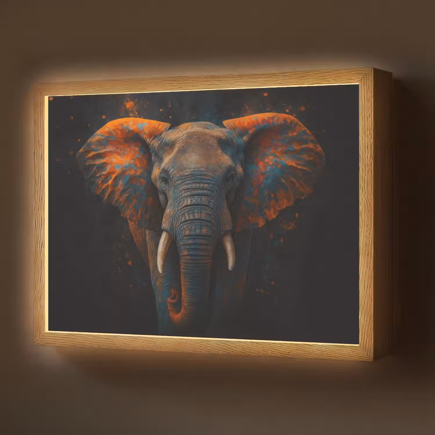 Olifant - Oranje - Oren Light Box met batterij (Wandlamp) middel -z3d_website