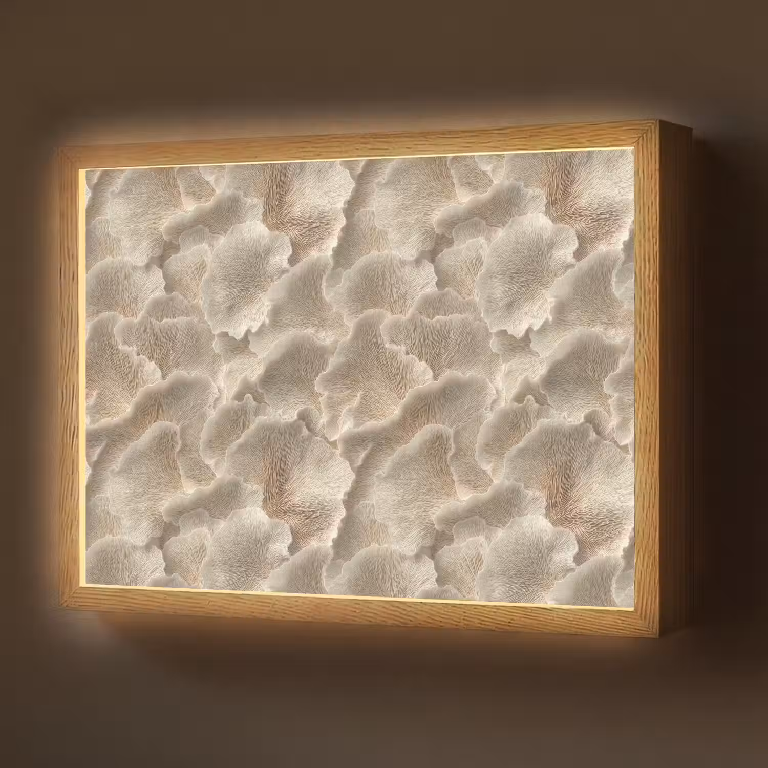 Waaierstructuren - Beige - Vezeltextuur Light Box met batterij (Wandlamp) middel 907 -z3d_website