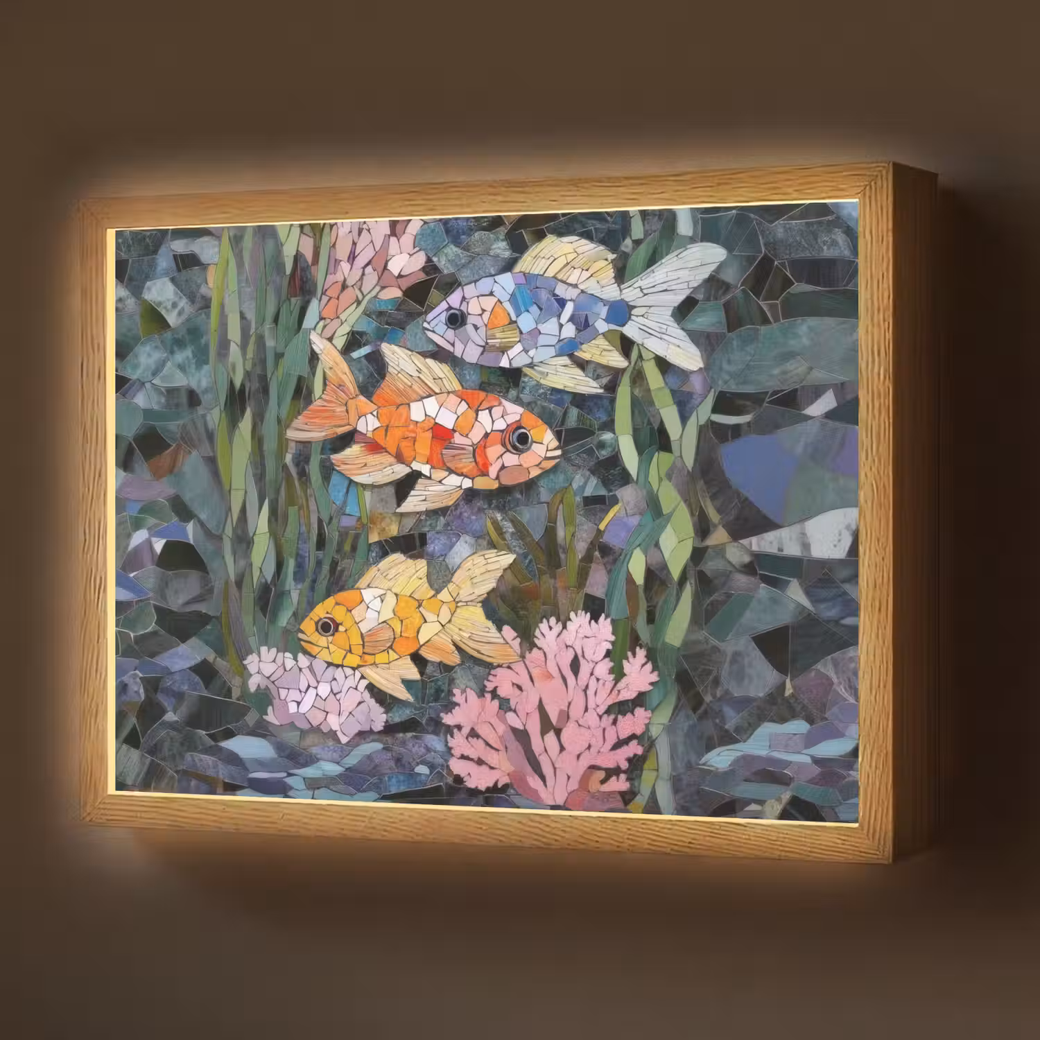 Vissen - Koraal - Zee - Mozaïek Light Box met batterij (Wandlamp) middel -z3d_website