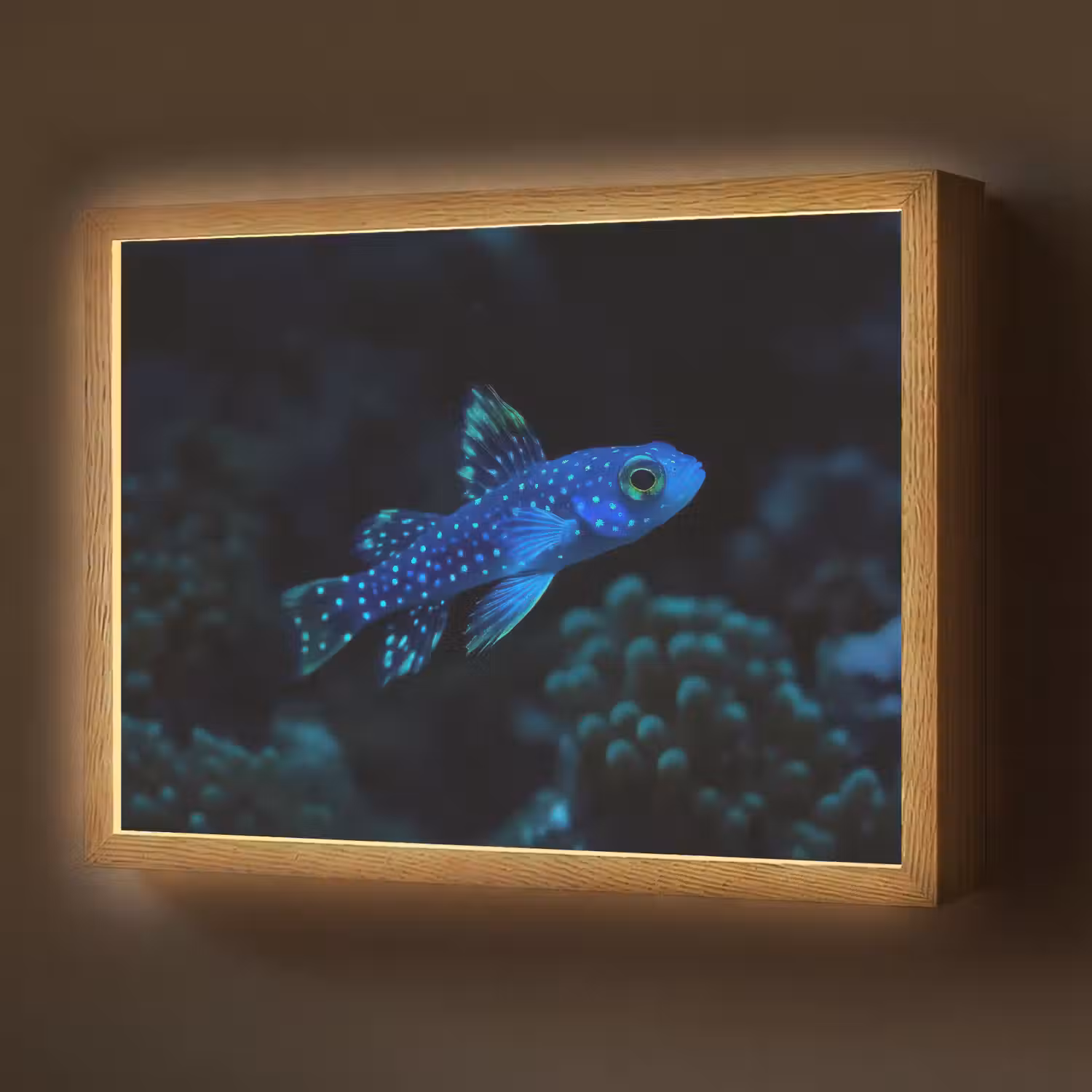 Vis - Stippen - Koraal - Blauw Light Box met batterij (Wandlamp) middel -z3d_website