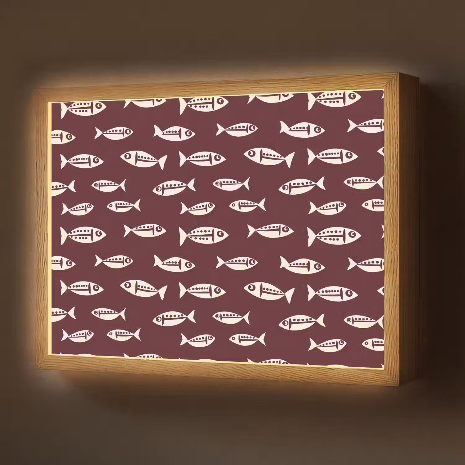 Vissen - Grafisch - Patroon - Donker Light Box met batterij (Wandlamp) middel 907 -z3d_website