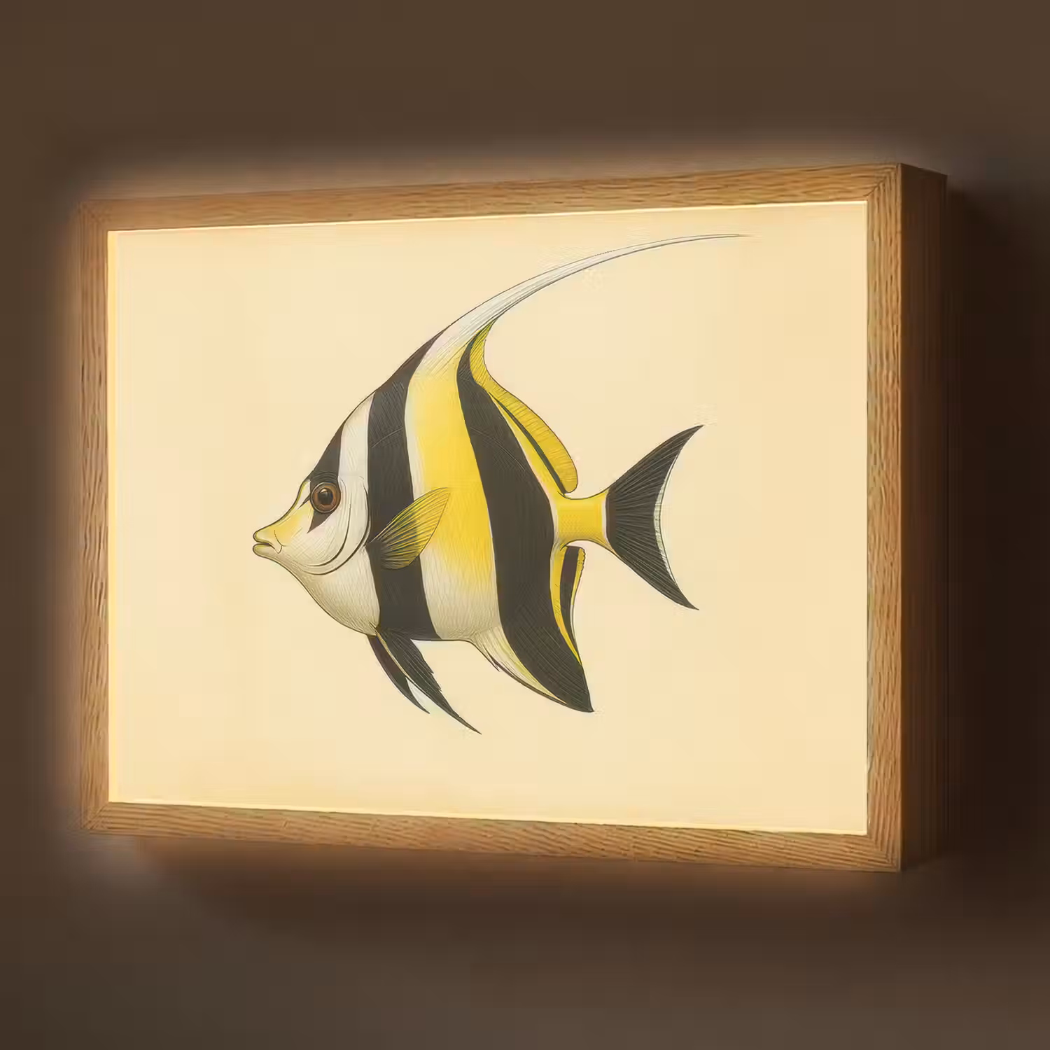 Vis - Sierlijk - Rugvin - Geel Light Box met batterij (Wandlamp) middel -z3d_website