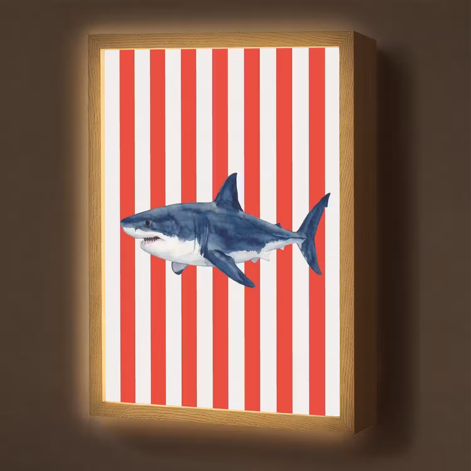 Vis - Haai - Zee - Illustratie - Blauw Light Box met batterij (Wandlamp) middel -z3d_website