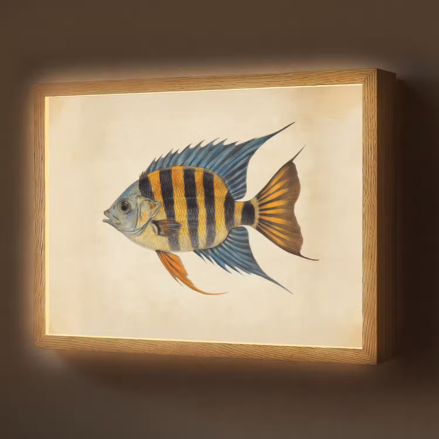 Vis - Tropisch - Strepen - Vinnen Light Box met batterij (Wandlamp) middel -z3d_website