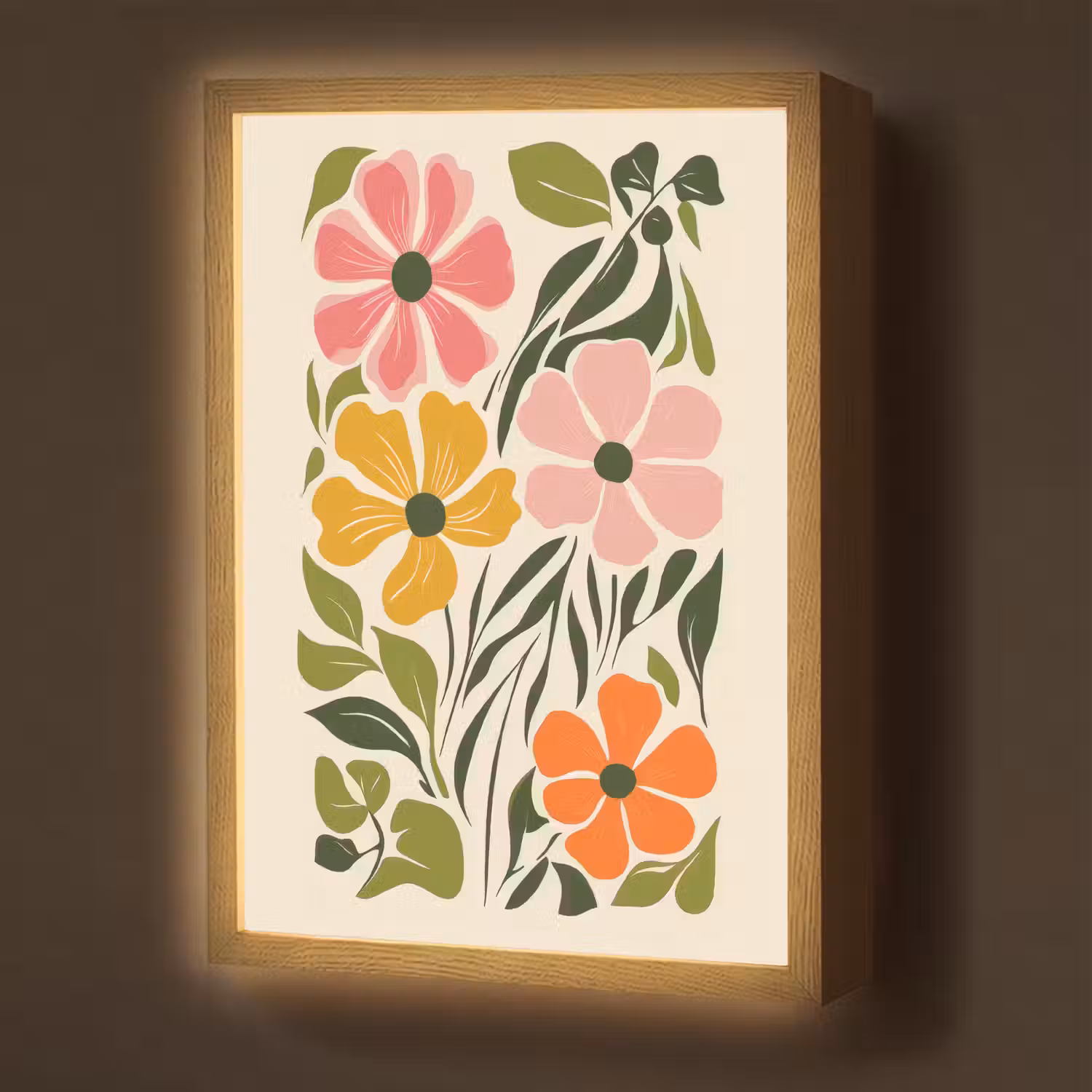 Bloemen - Speels - Kleurrijk Light Box met batterij (Wandlamp) middel -z3d_website