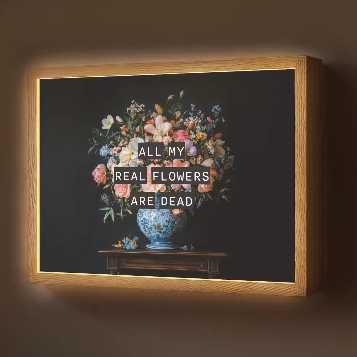 Bloemen - Art - Pastel - Quotes Light Box met batterij (Wandlamp) middel -z3d_website