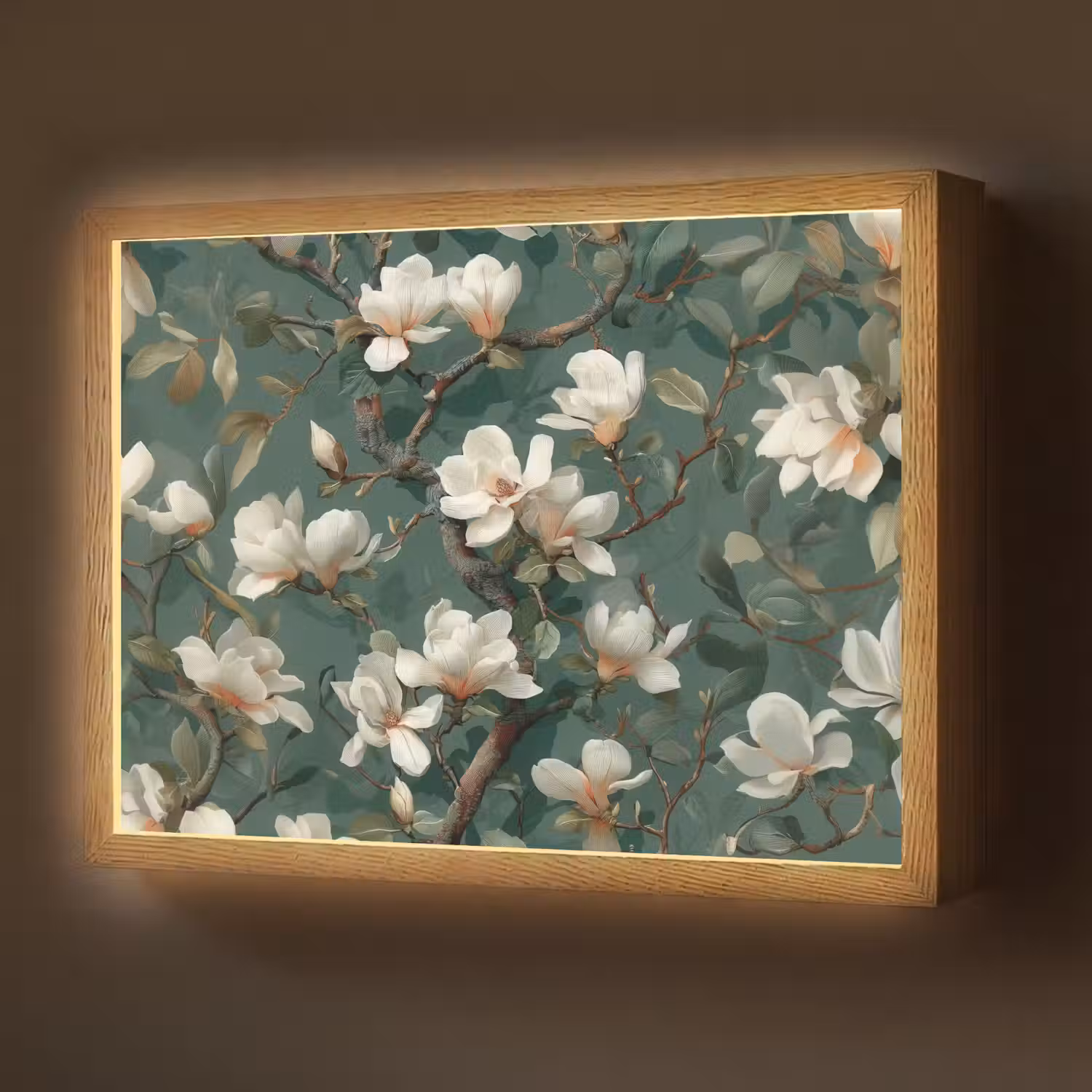 Bloemen - Takken - Wit - Klassiek Light Box met batterij (Wandlamp) middel -z3d_website