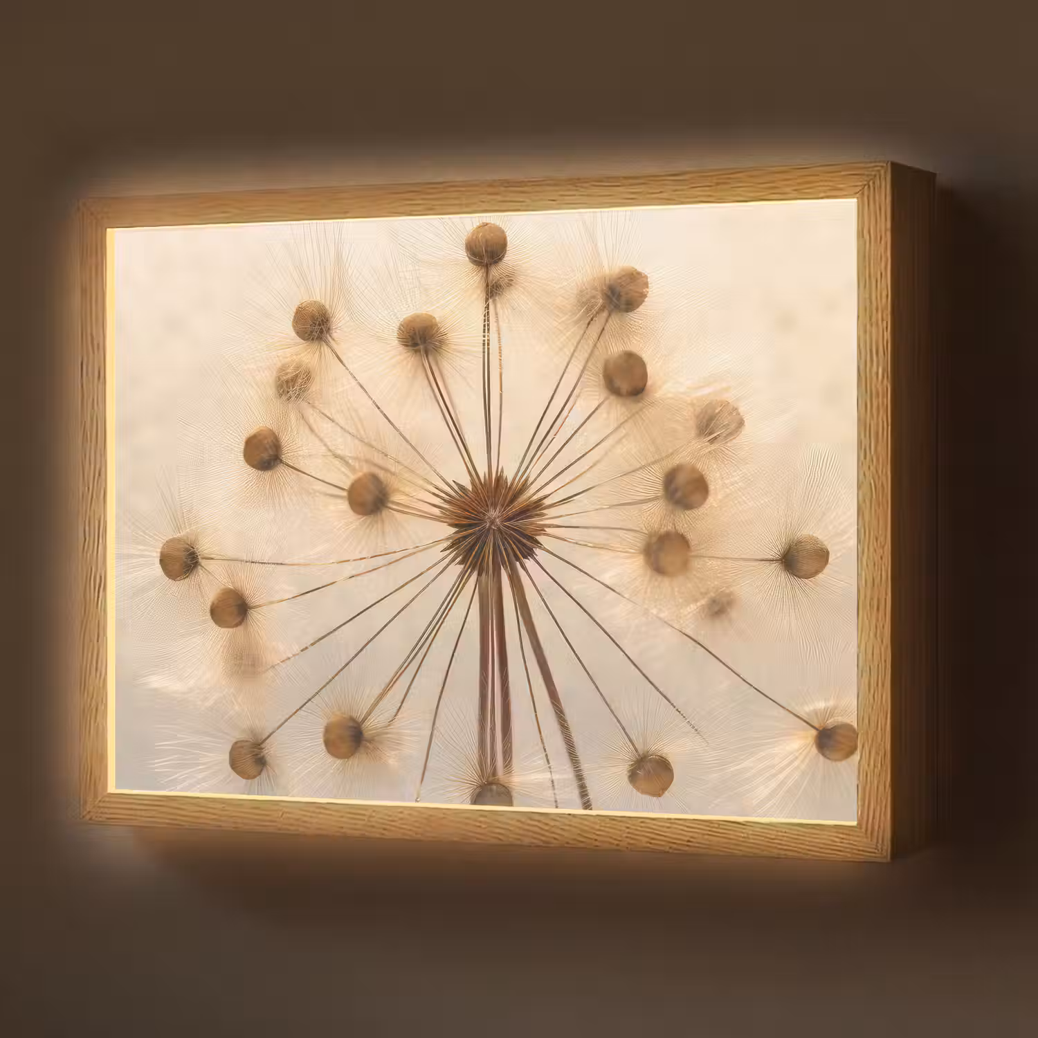 Bloemen - Bruin - Planten - Botanisch Light Box met batterij (Wandlamp) middel -z3d_website