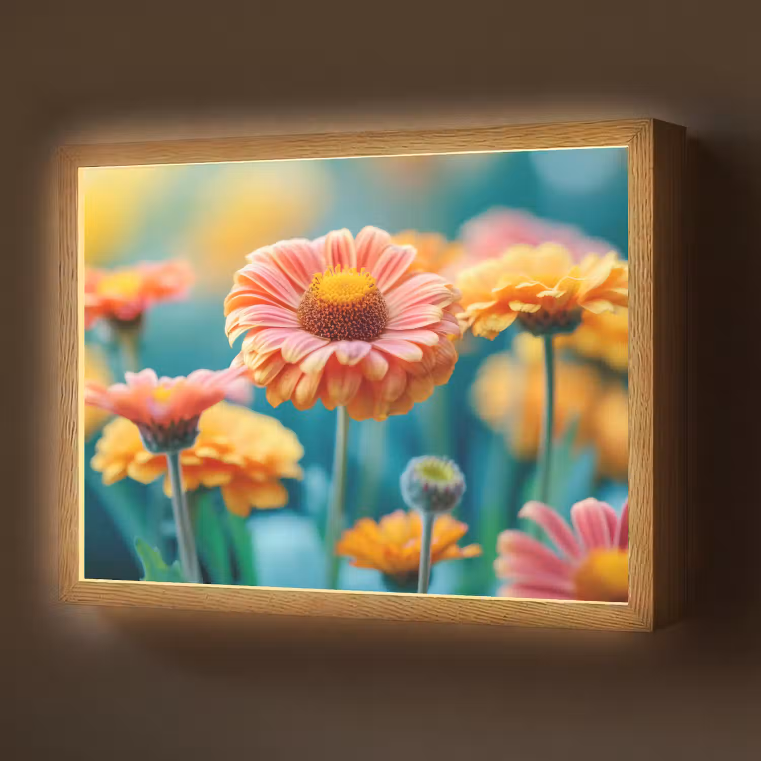Bloemen - Kleurrijk - Natuur - Gerbera Light Box met batterij (Wandlamp) middel -z3d_website