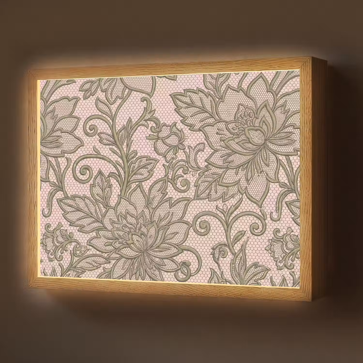 Bloemen - Kant - Patroon - Klassiek - Groen Light Box met batterij (Wandlamp) middel -z3d_website