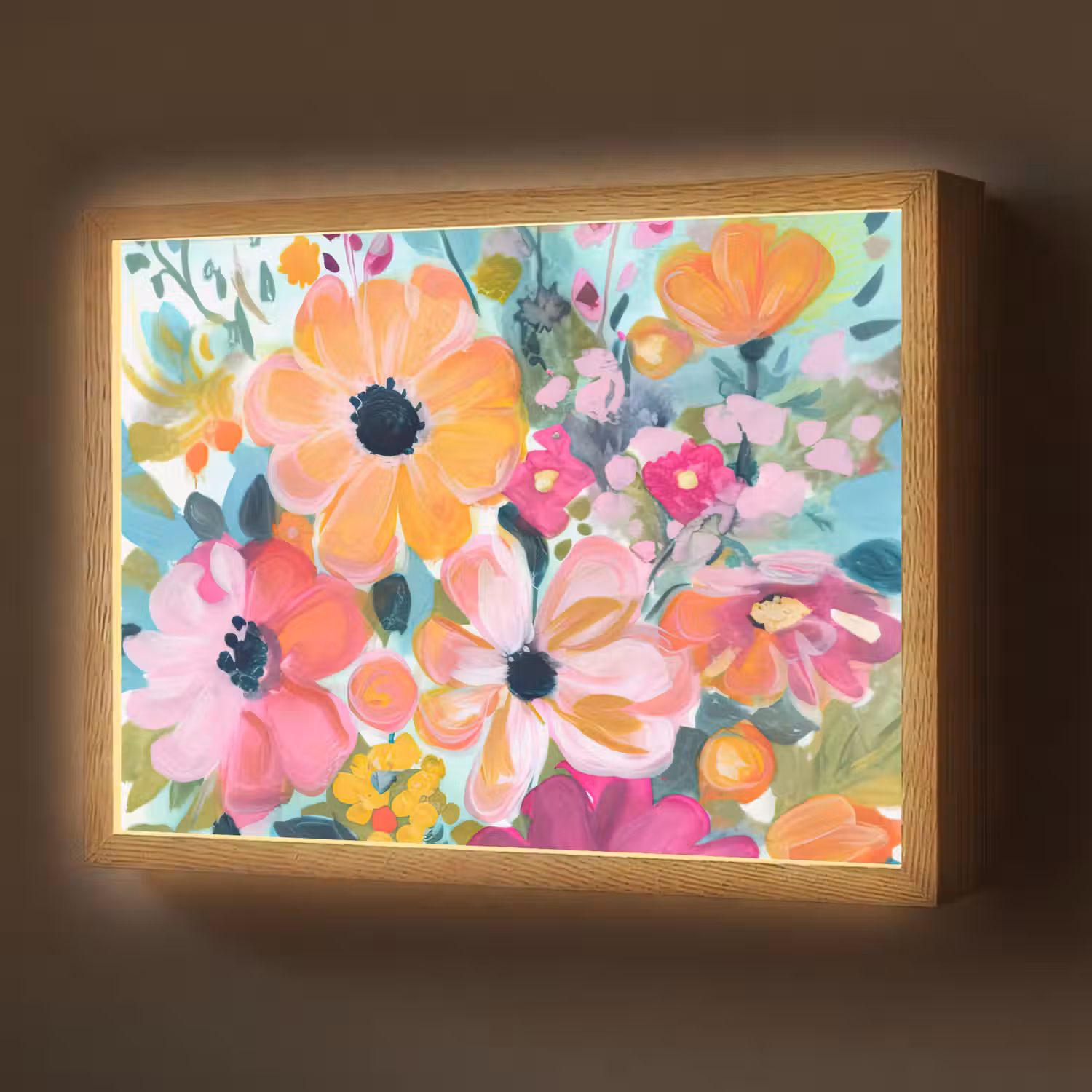 Bloemen - Schilderij - Natuur - Botanisch Light Box met batterij (Wandlamp) middel -z3d_website