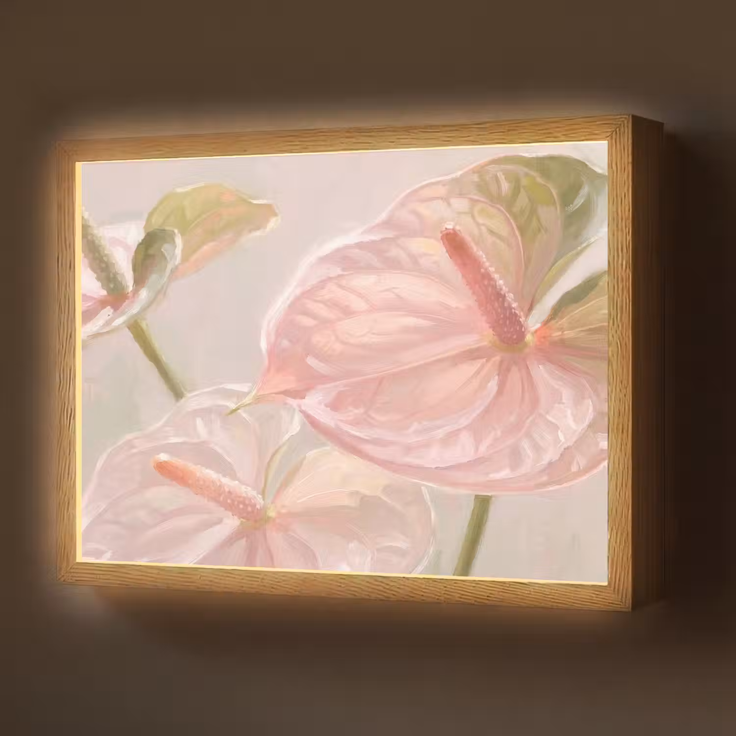 Bloemen - Pastel - Abstract - Natuur - Groen Light Box met batterij (Wandlamp) middel -z3d_website