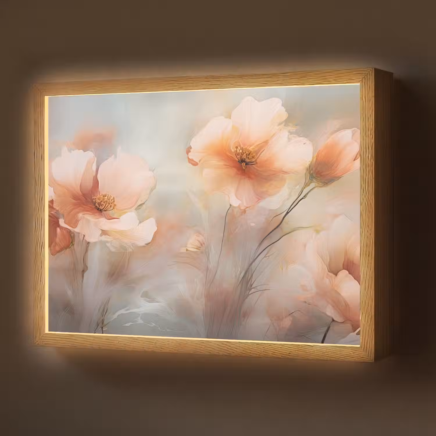 Bloemen - Pastel - Kunst - Klaprozen - Watercolor Light Box met batterij (Wandlamp) middel -z3d_website