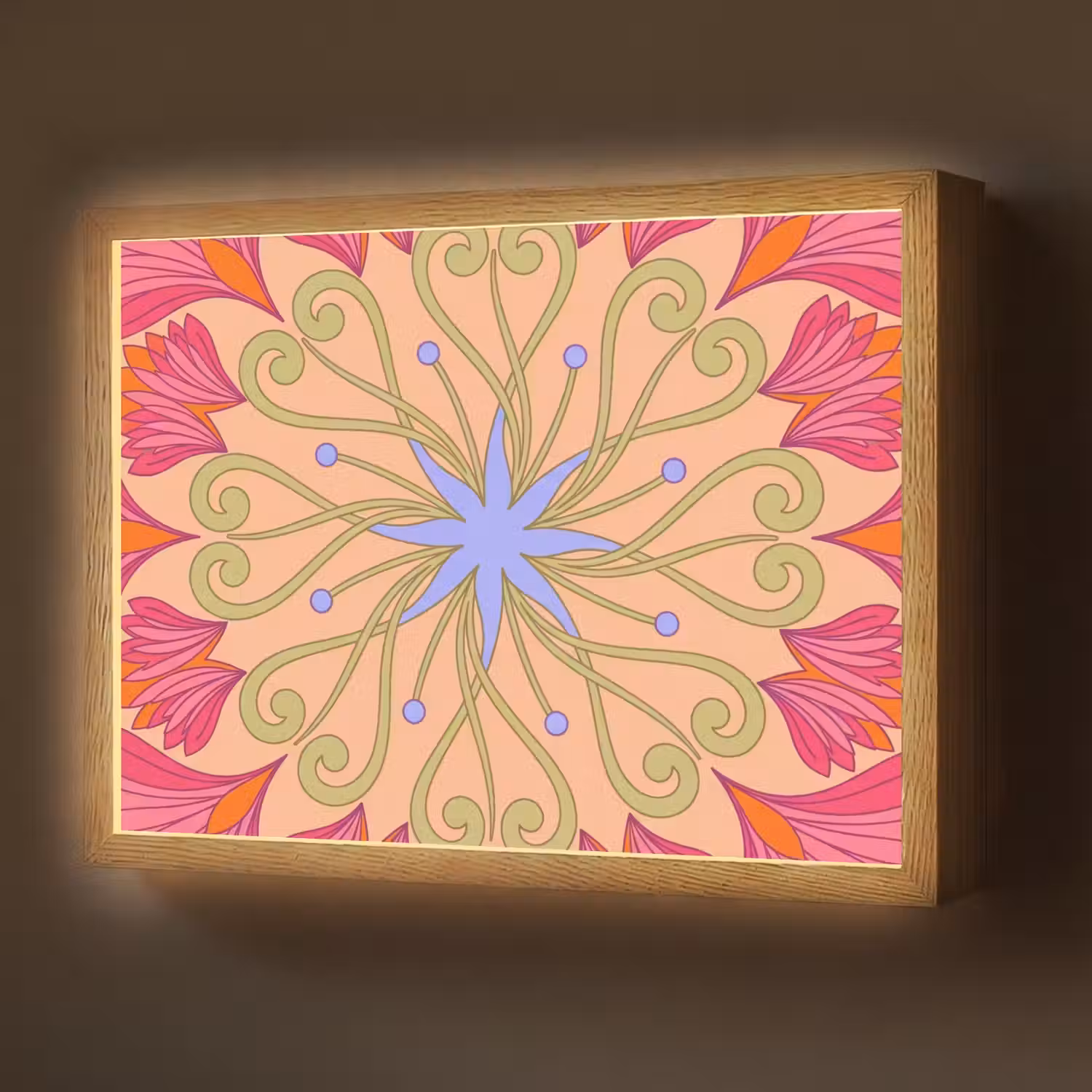 Bloemen - Patroon - Abstract - Roze - Decoratief Light Box met batterij (Wandlamp) middel -z3d_website