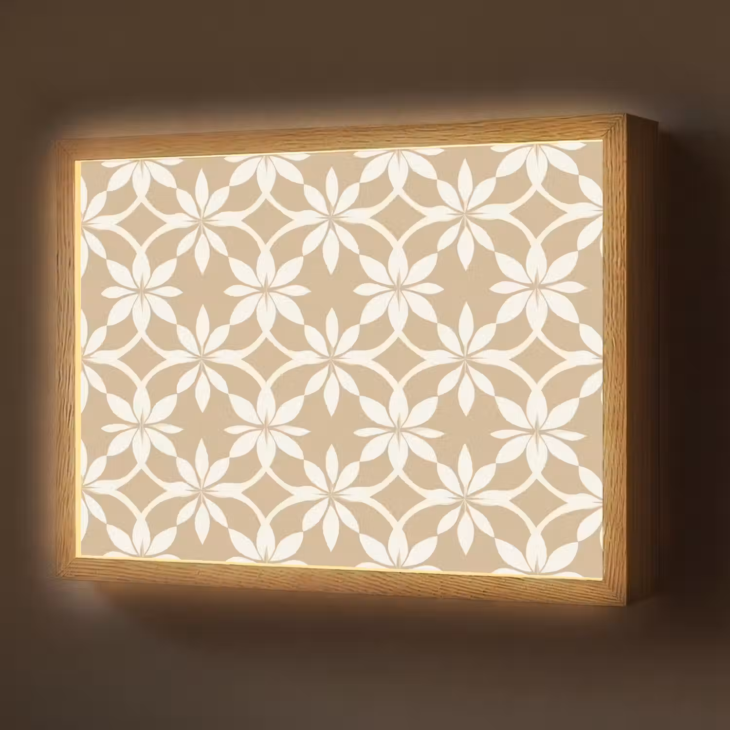Bloemen - Patroon - Beige Light Box met batterij (Wandlamp) middel 907 -z3d_website