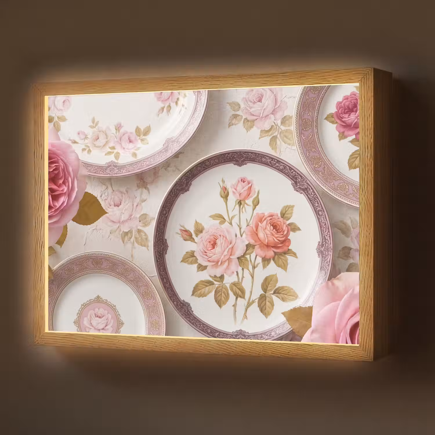 Bloemen - Patroon - Vintage - Roze - Decoratie Light Box met batterij (Wandlamp) middel -z3d_website