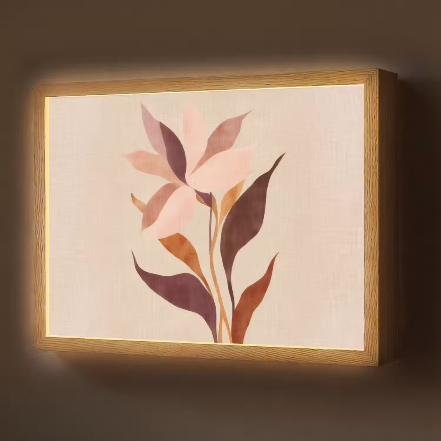 Bloemen - Blaadjes - Minimalistisch - Roze Light Box met batterij (Wandlamp) middel -z3d_website