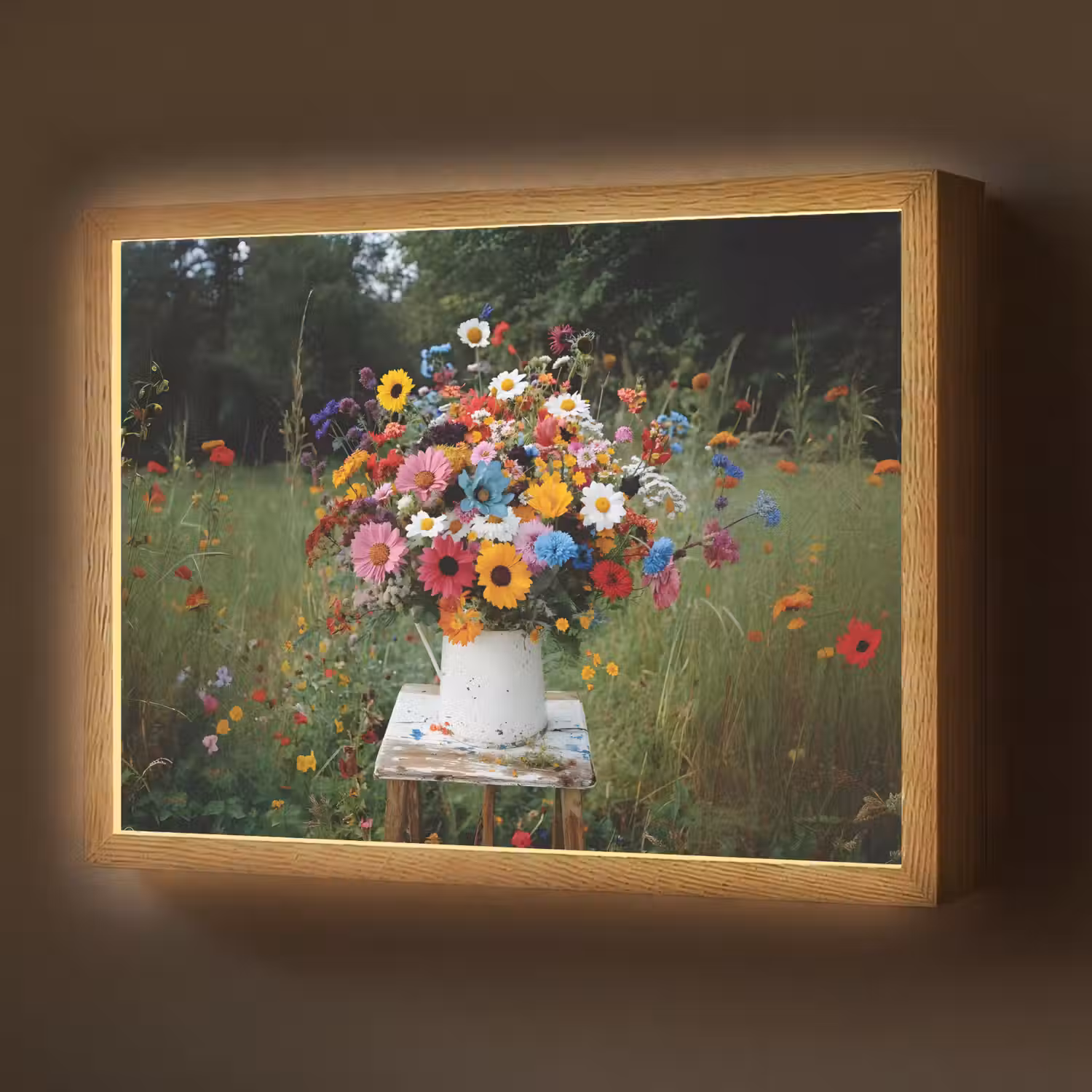 Bloemen - Krukje - Gieter - Veld Light Box met batterij (Wandlamp) middel -z3d_website