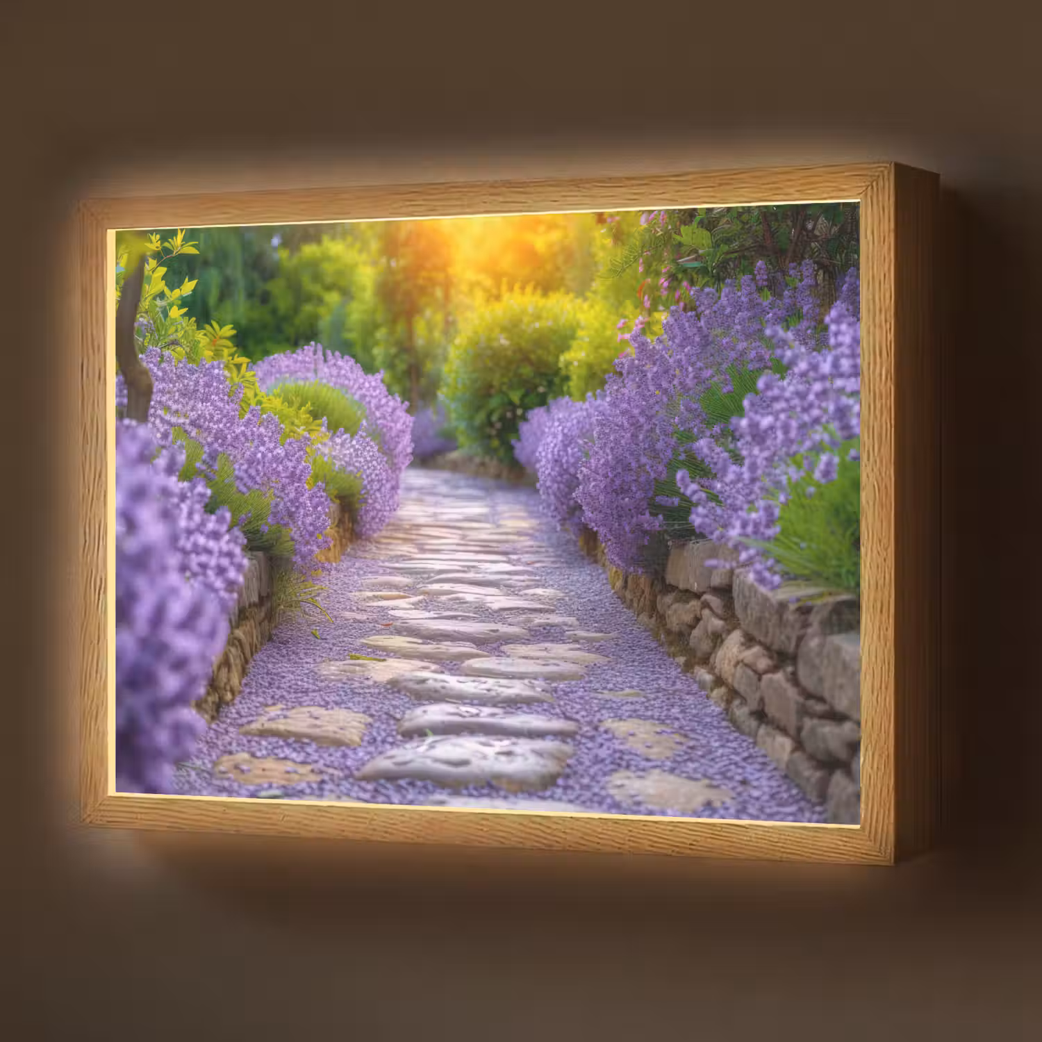 Bloemen - Pad - lavendel - Tuin Light Box met batterij (Wandlamp) middel -z3d_website