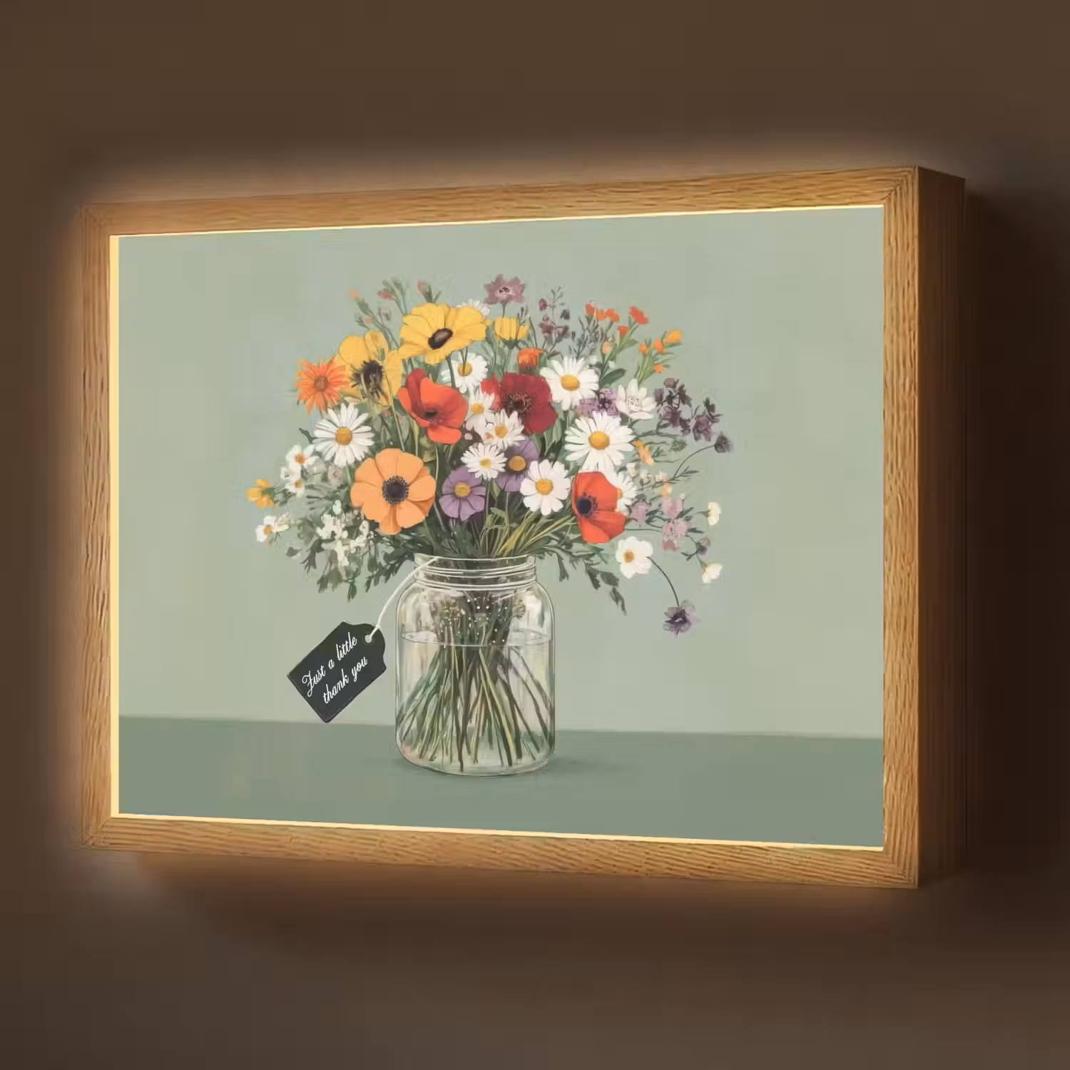 Bloemen - Vaas - Kaartje Light Box met batterij (Wandlamp) middel -z3d_website