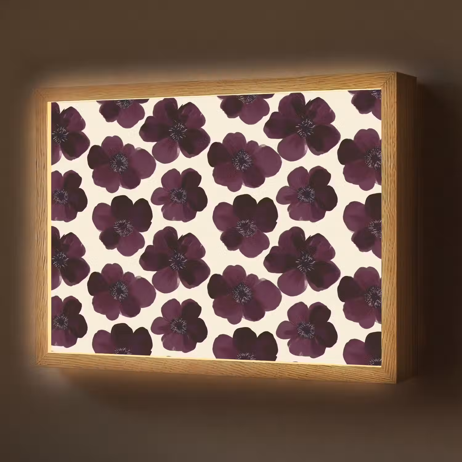 Bloemen - Aquarel - Paars Light Box met batterij (Wandlamp) middel 907 -z3d_website