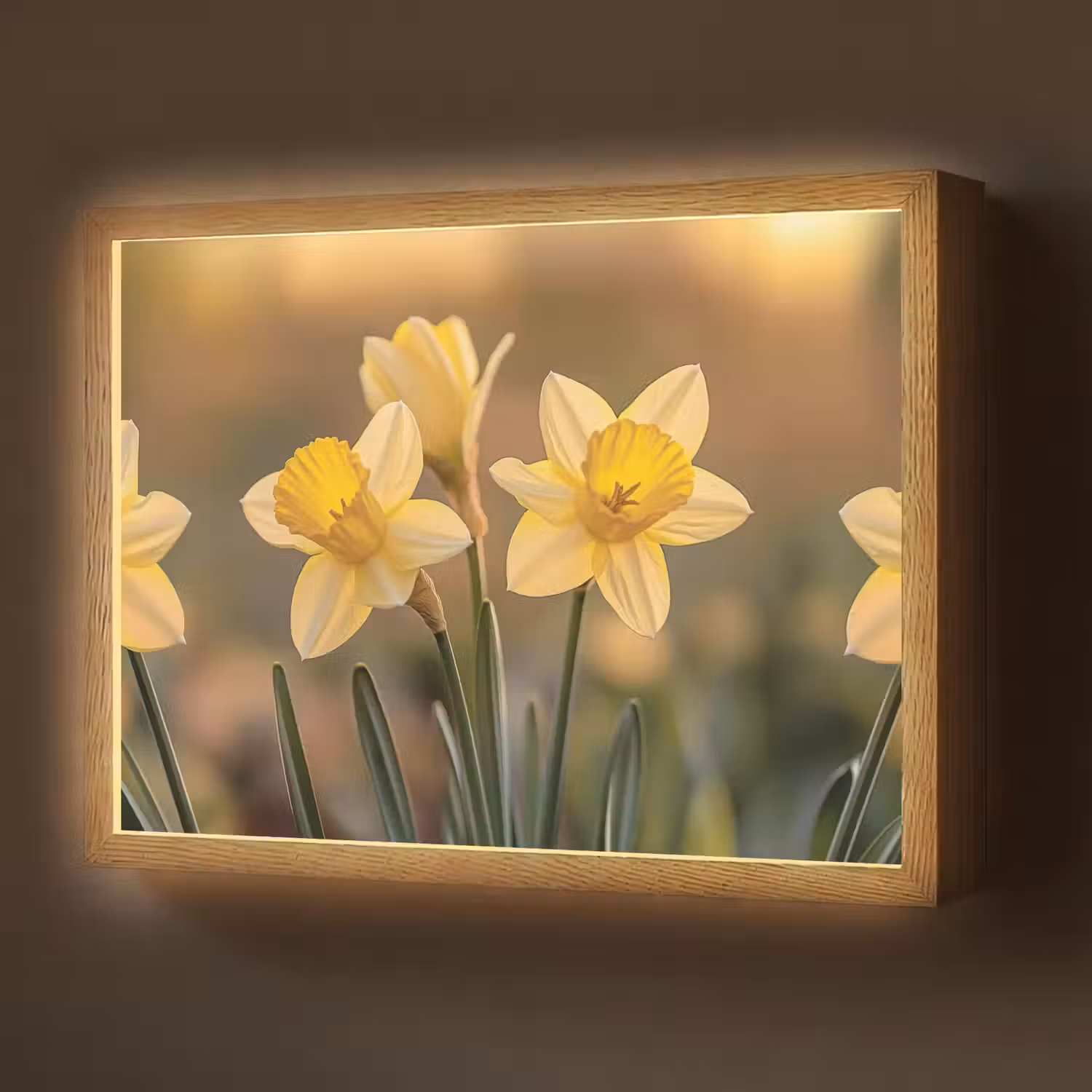Bloemen - Geel - Wazig Light Box met batterij (Wandlamp) middel -z3d_website