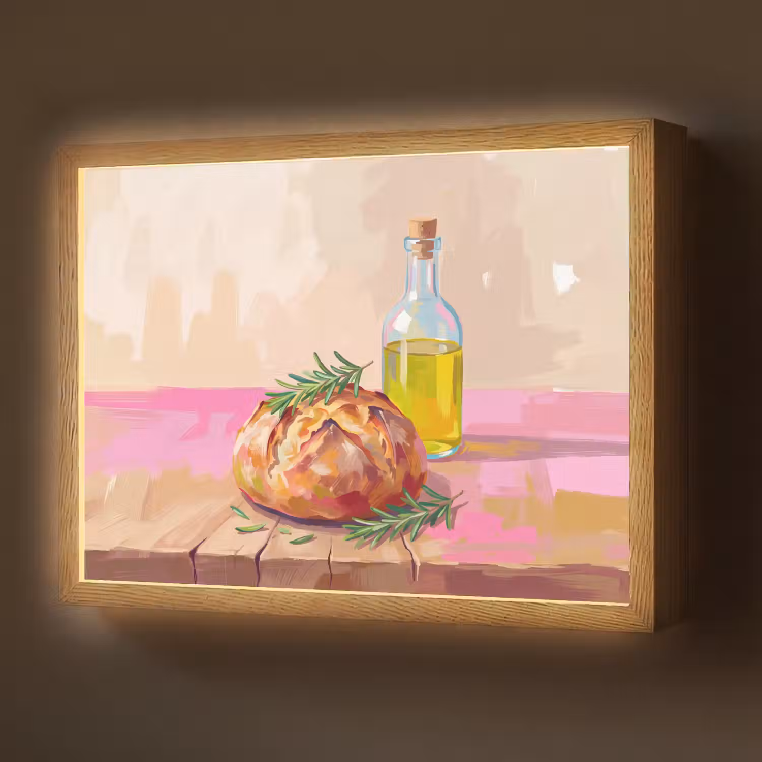 Eten - Brood - Olijfolie - Abstract - Keuken Light Box met batterij (Wandlamp) middel -z3d_website