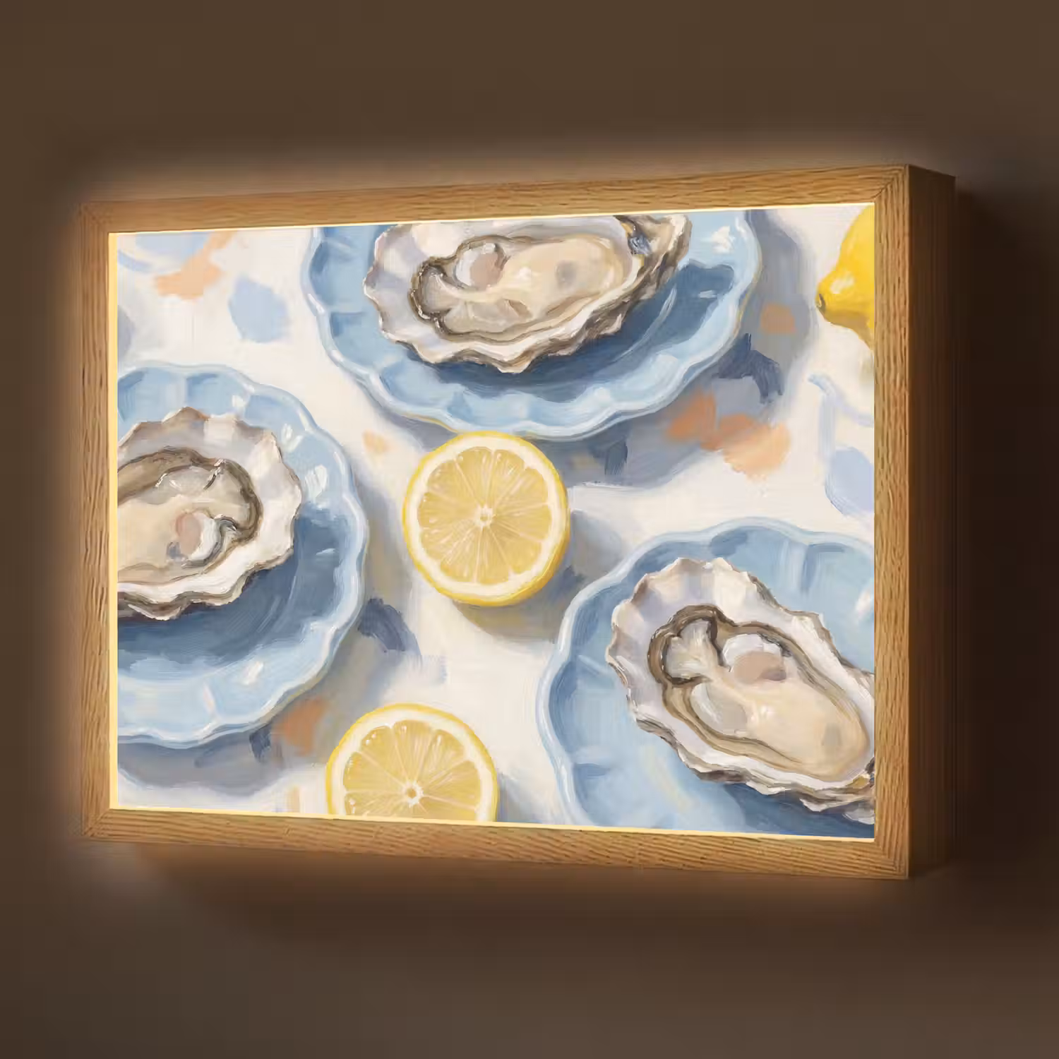 Eten - Oesters - Citroenen - Modern - Geel Light Box met batterij (Wandlamp) middel -z3d_website