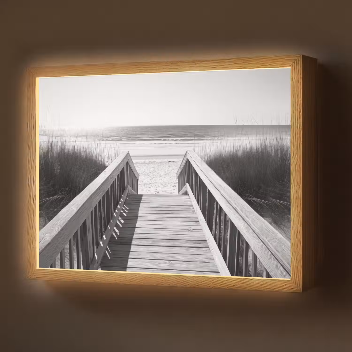 Loopbrug - Hout - Strand - Zee Light Box met batterij (Wandlamp) middel -z3d_website