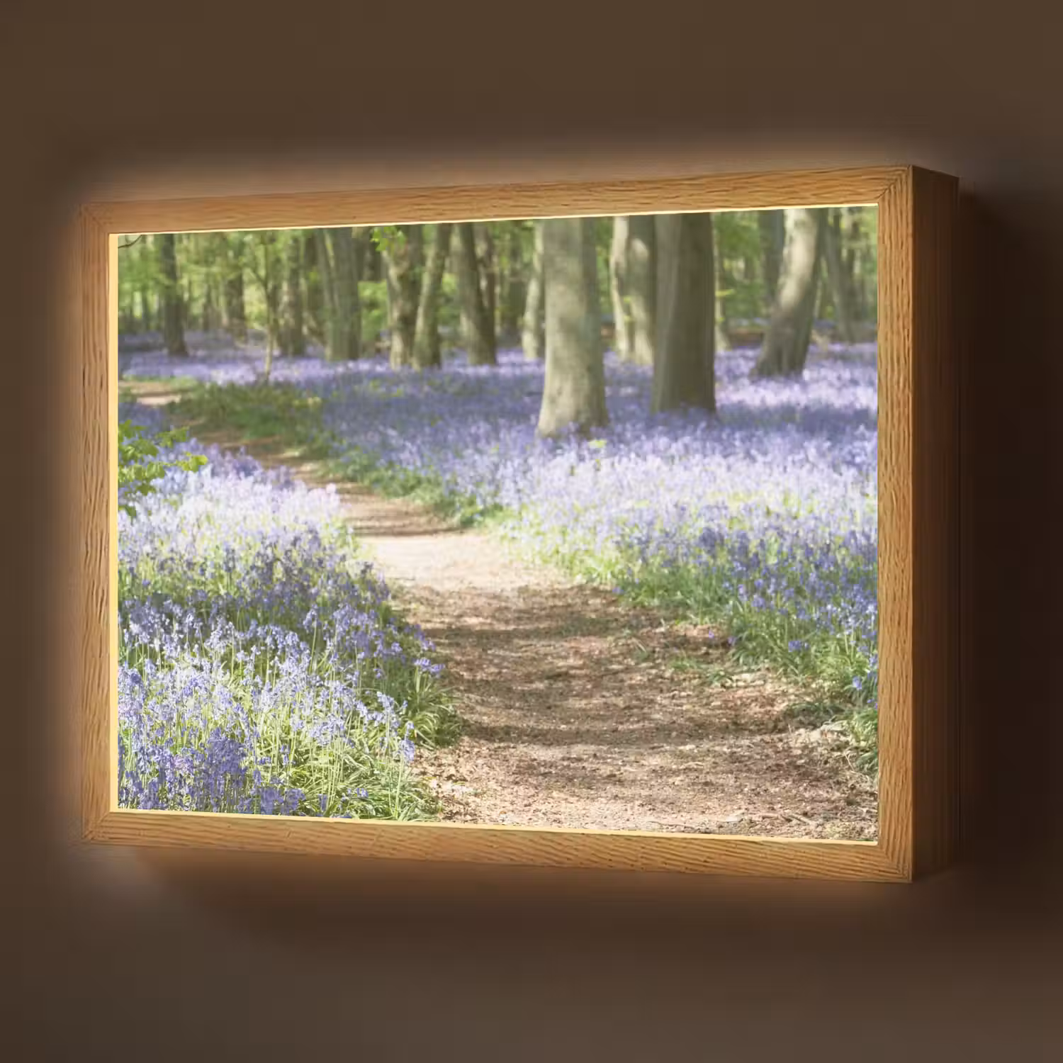 Bos - Pad - Bloemen - Paars - Groen - Natuur Light Box met batterij (Wandlamp) middel -z3d_website