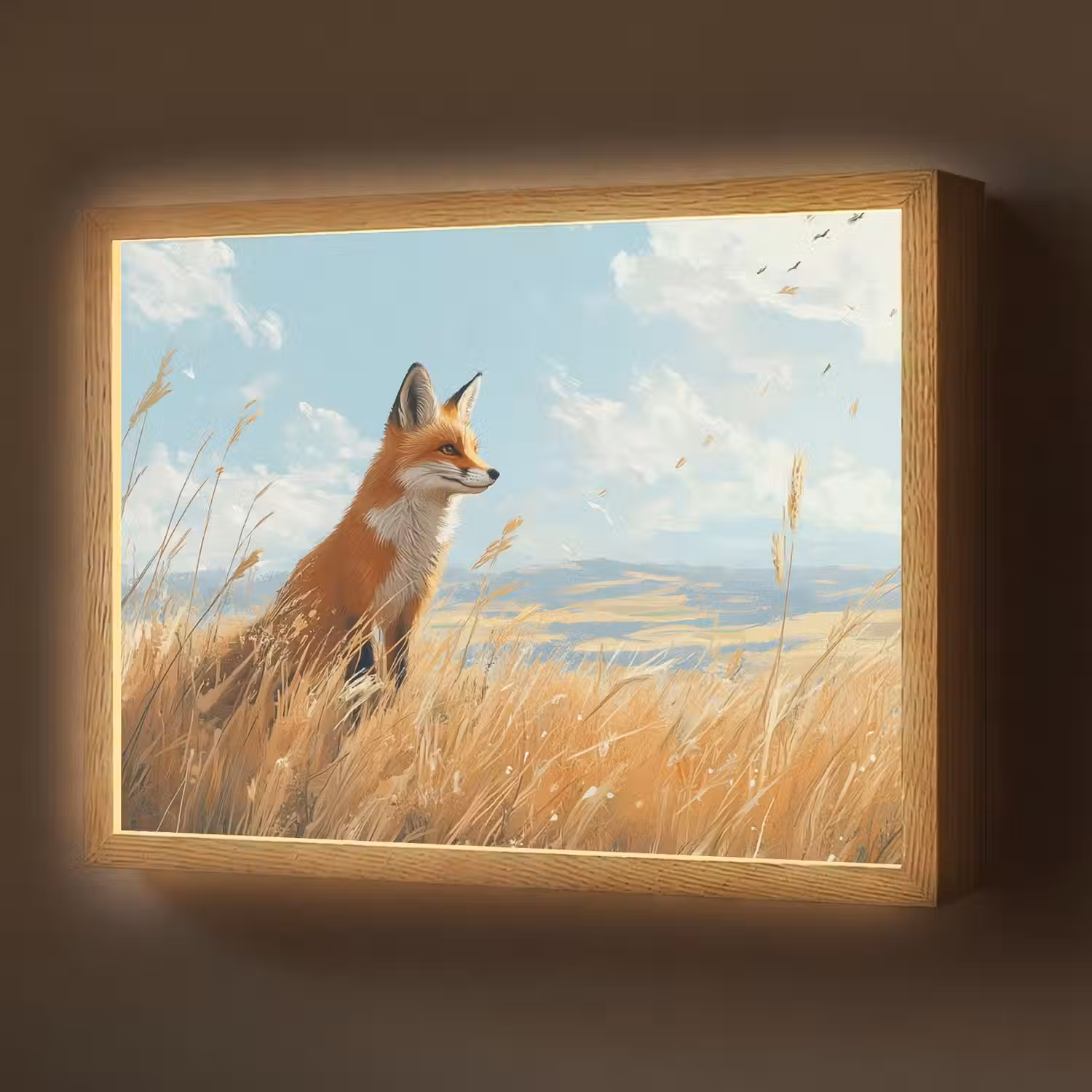 Vos - Gras - Wolken - Oranje Light Box met batterij (Wandlamp) middel -z3d_website