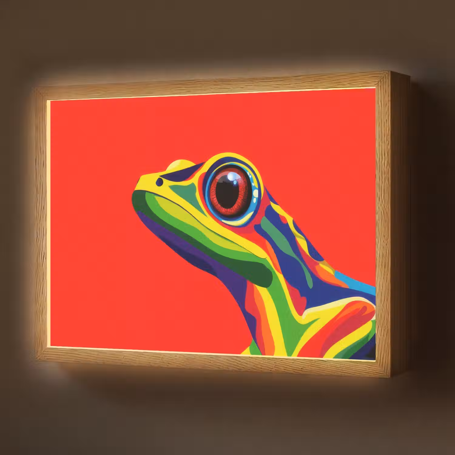Kikker - Kleurrijk - Strepen - Ogen Light Box met batterij (Wandlamp) middel -z3d_website