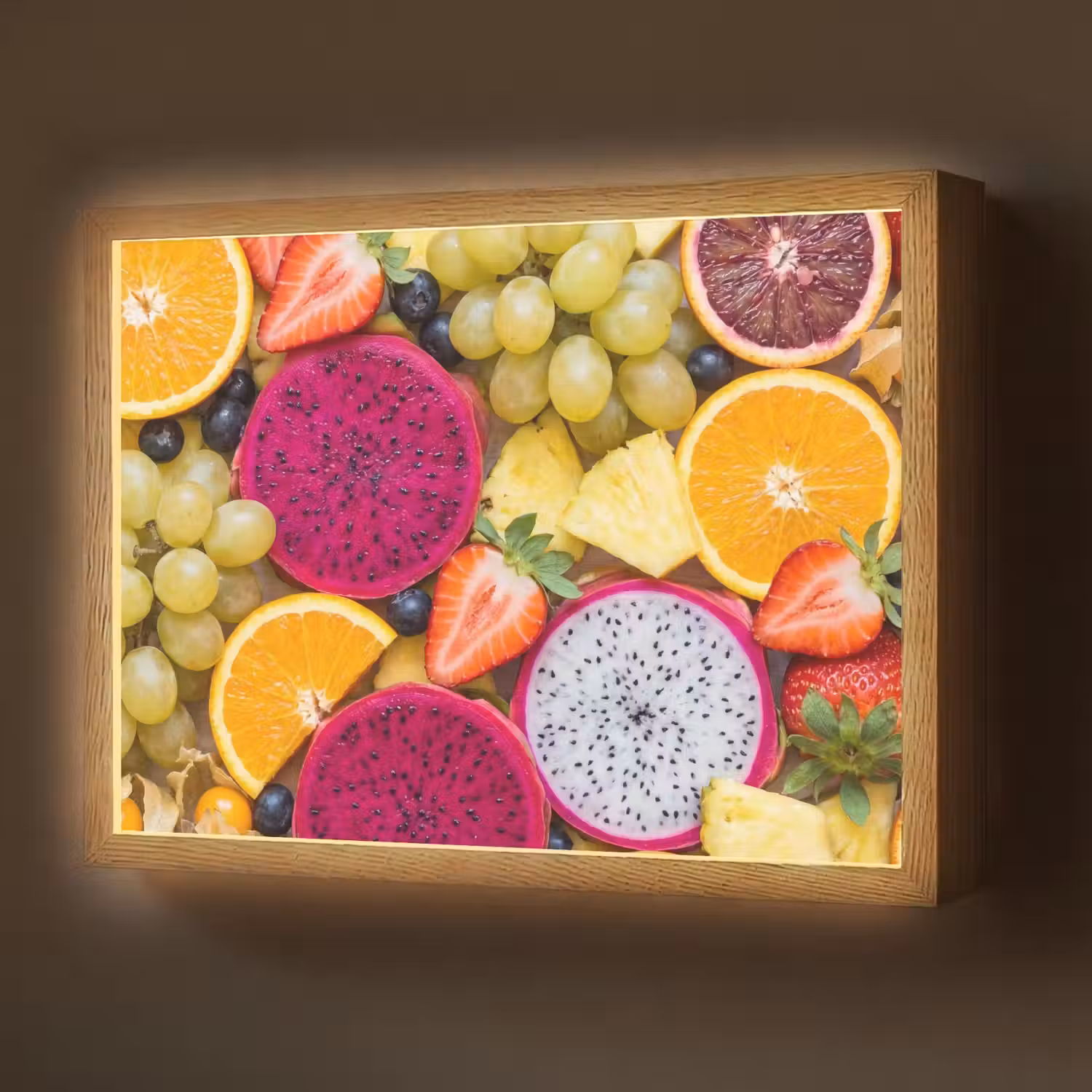 Fruit - Assortiment - Kleurrijk - Gezondheid Light Box met batterij (Wandlamp) middel -z3d_website