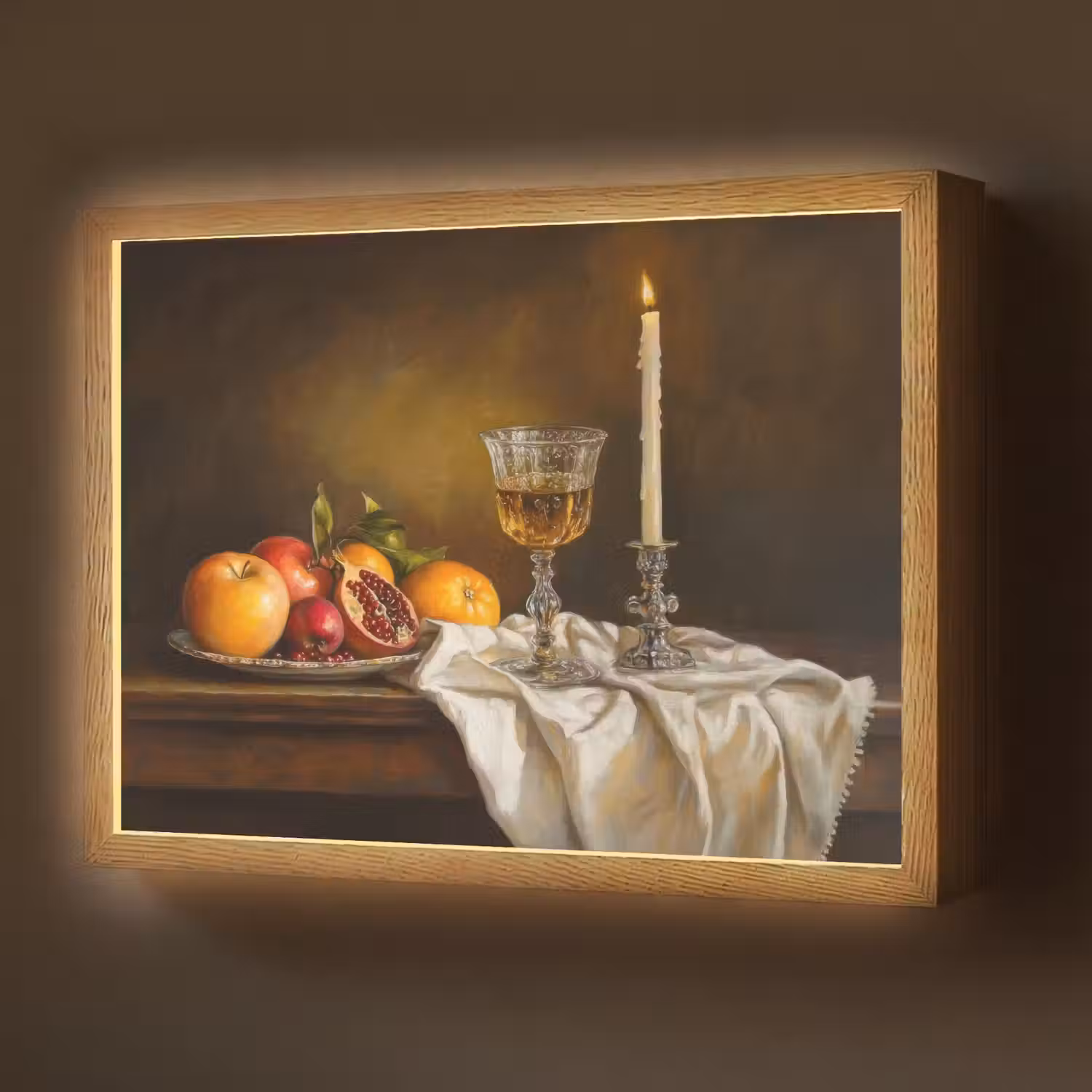 Fruit - Stilleven - Wijn - Kaars Light Box met batterij (Wandlamp) middel -z3d_website