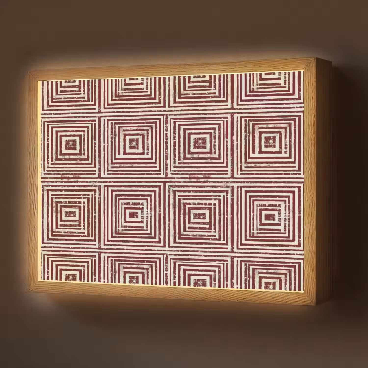 Geometrisch - Patroon - Rood Light Box met batterij (Wandlamp) middel 907 -z3d_website