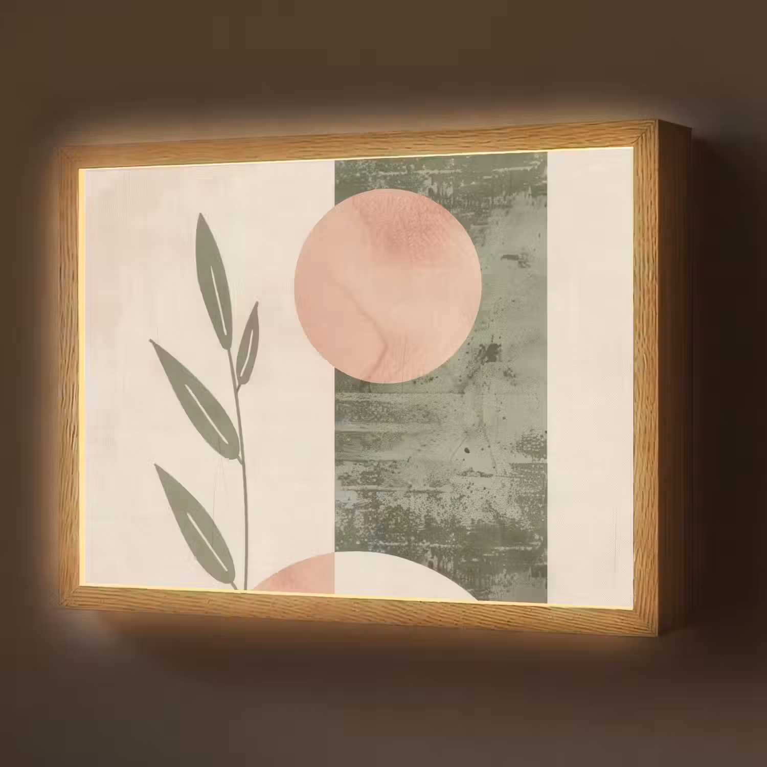 Geometrisch - Roze - Groen - Natuur Light Box met batterij (Wandlamp) middel -z3d_website