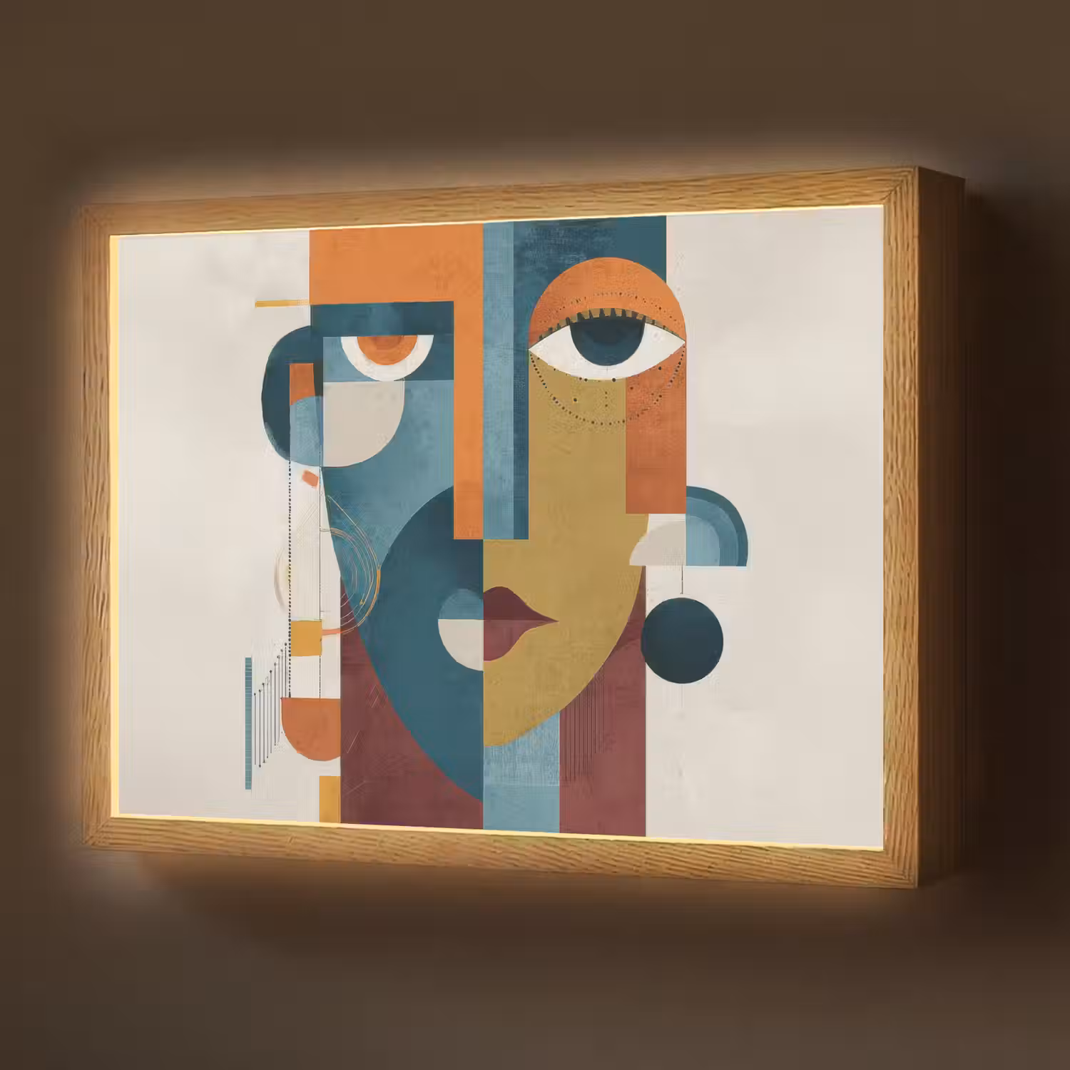 Geometrisch - Strakke vormen - Kleurrijk Light Box met batterij (Wandlamp) middel -z3d_website