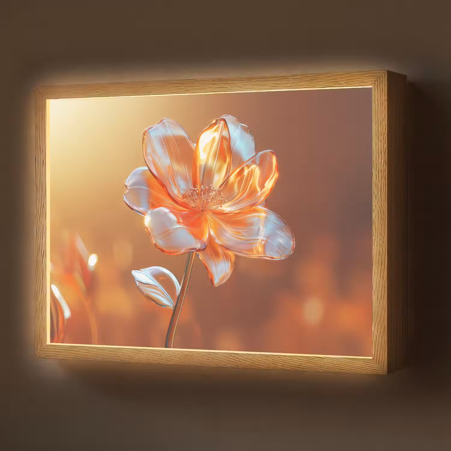 Glazen - Bloem - Zonlicht Light Box met batterij (Wandlamp) middel -z3d_website