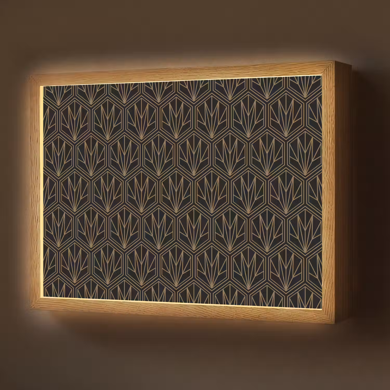 Goud - Zwart - Lijnen Light Box met batterij (Wandlamp) middel 907 -z3d_website